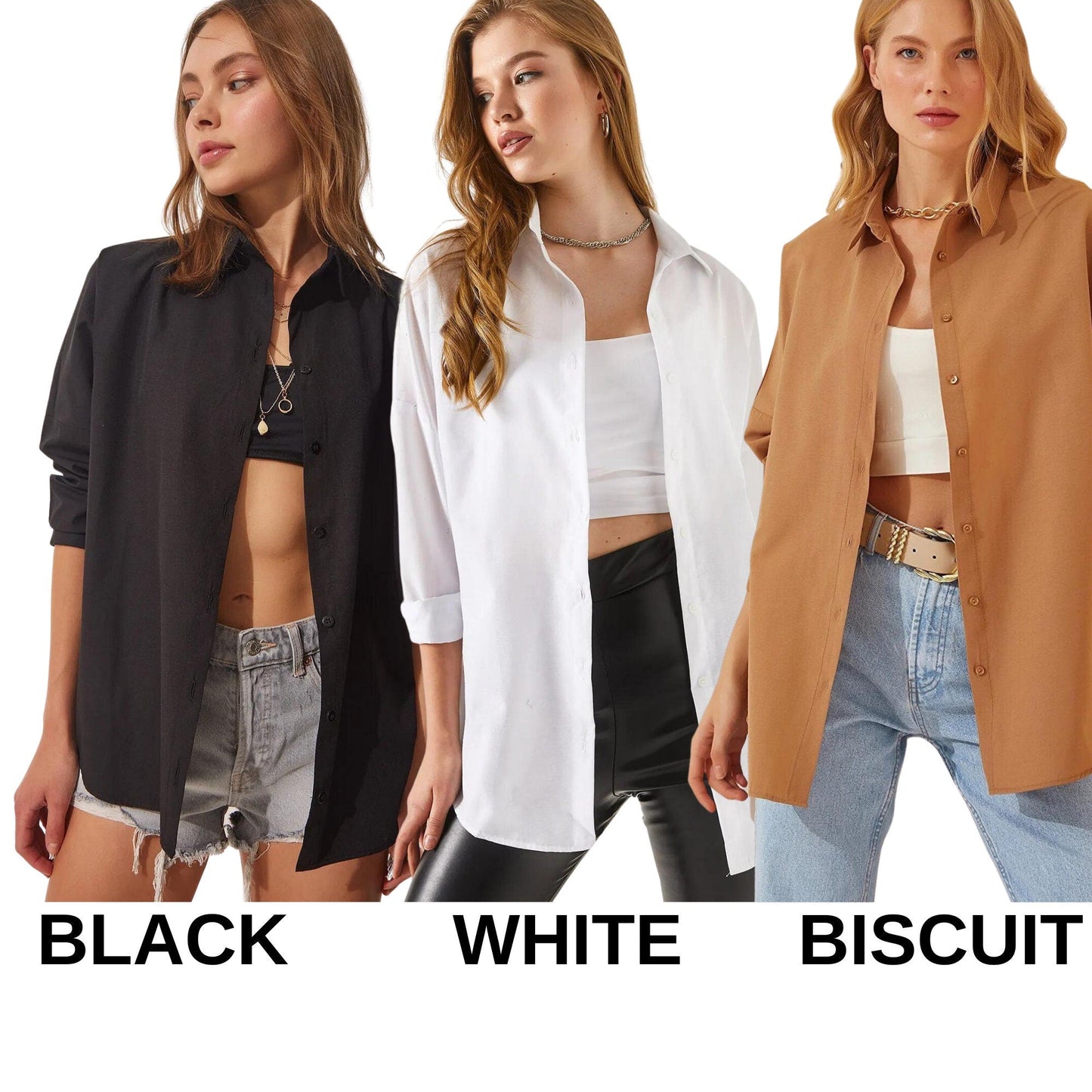 Camisa abotonada negra de corte holgado
