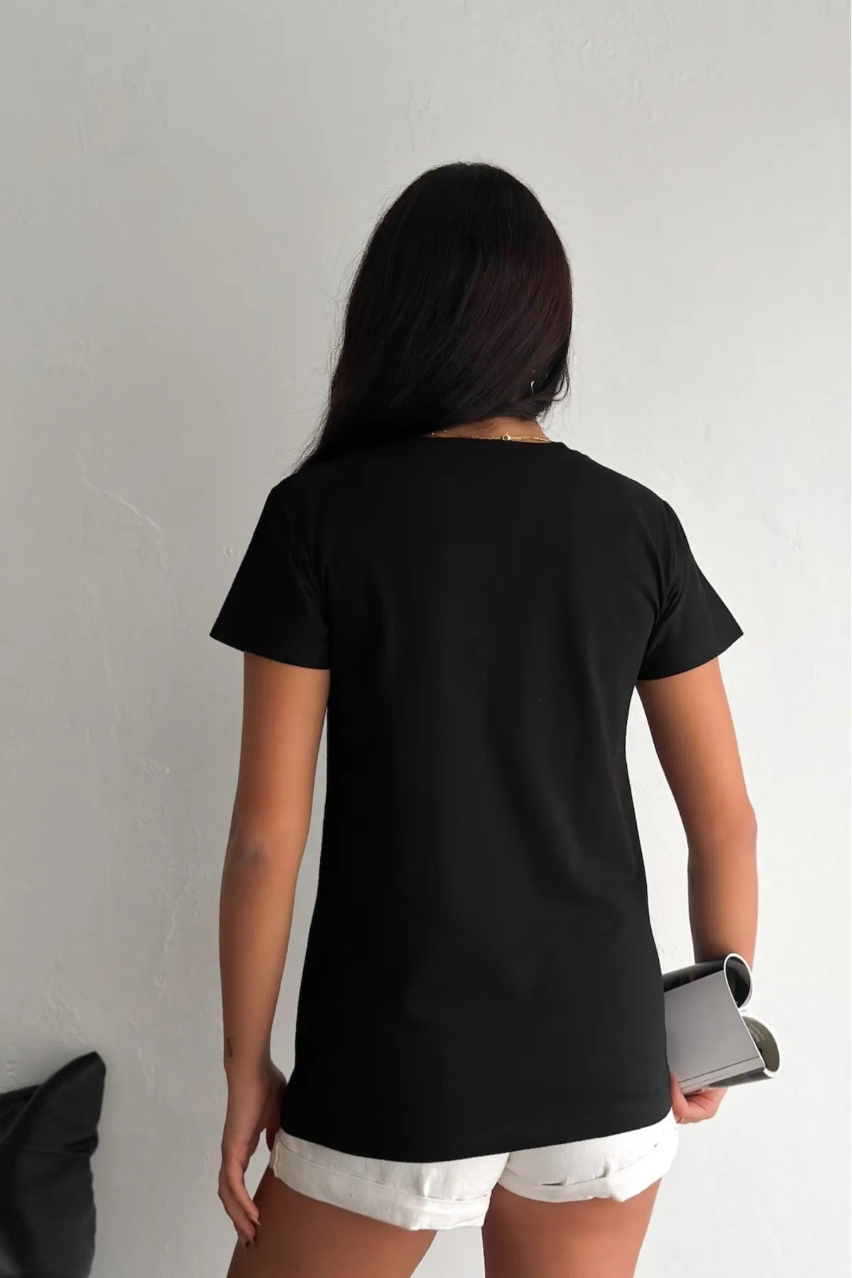 Μπλούζα Tilda Bicycle με πούλιες από βαμβάκι - Μαύρο 